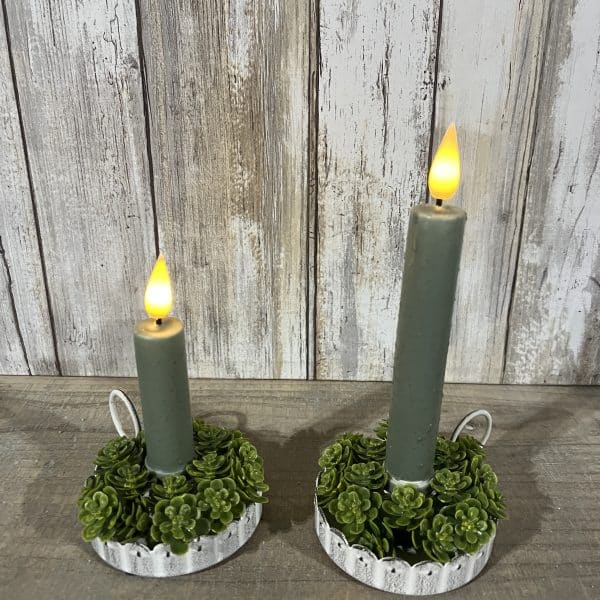 Set of Two Sage Green Timer Tapers