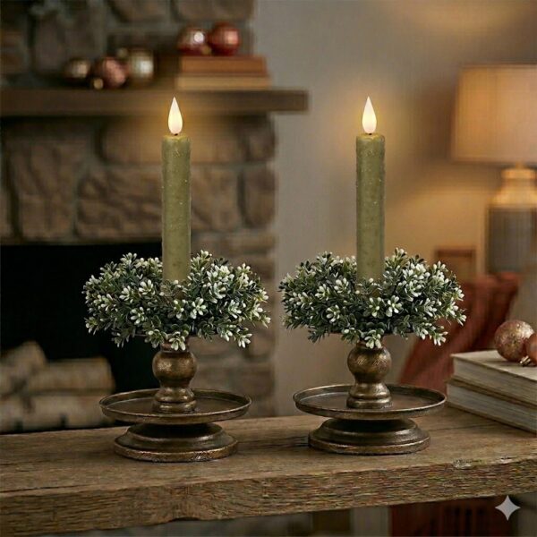 Set of Two Sage Green Timer Tapers 6.25”