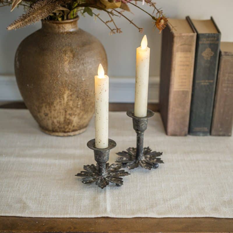 Rustic Leaf Taper Candle Holders / Set of 2