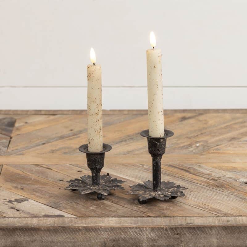 Rustic Leaf Taper Candle Holders / Set of 2 - The Crafty Decorator