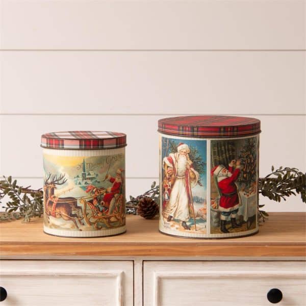 Alternative view of Vintage Santa Postcard Tins/ Set of 2