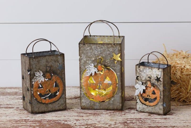 Set of 3 Tin Jack O Lanterns