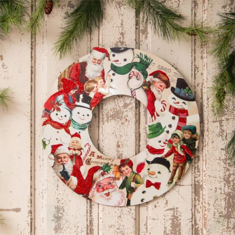 Vintage Christmas Wreath Cutout