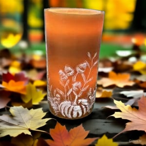 4" X 8" Orange Pumpkin Fountain Pillar Candle