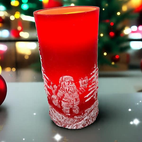 4" X 8" Red Santa Fountain Pillar Candle