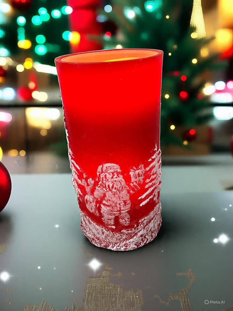 4" X 8" Red Santa Fountain Pillar Candle
