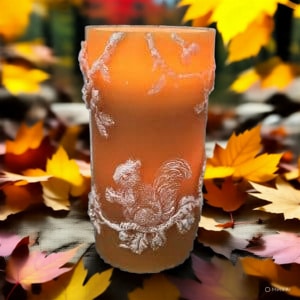 4" X 8" Orange Squirrel Fountain Pillar Candle