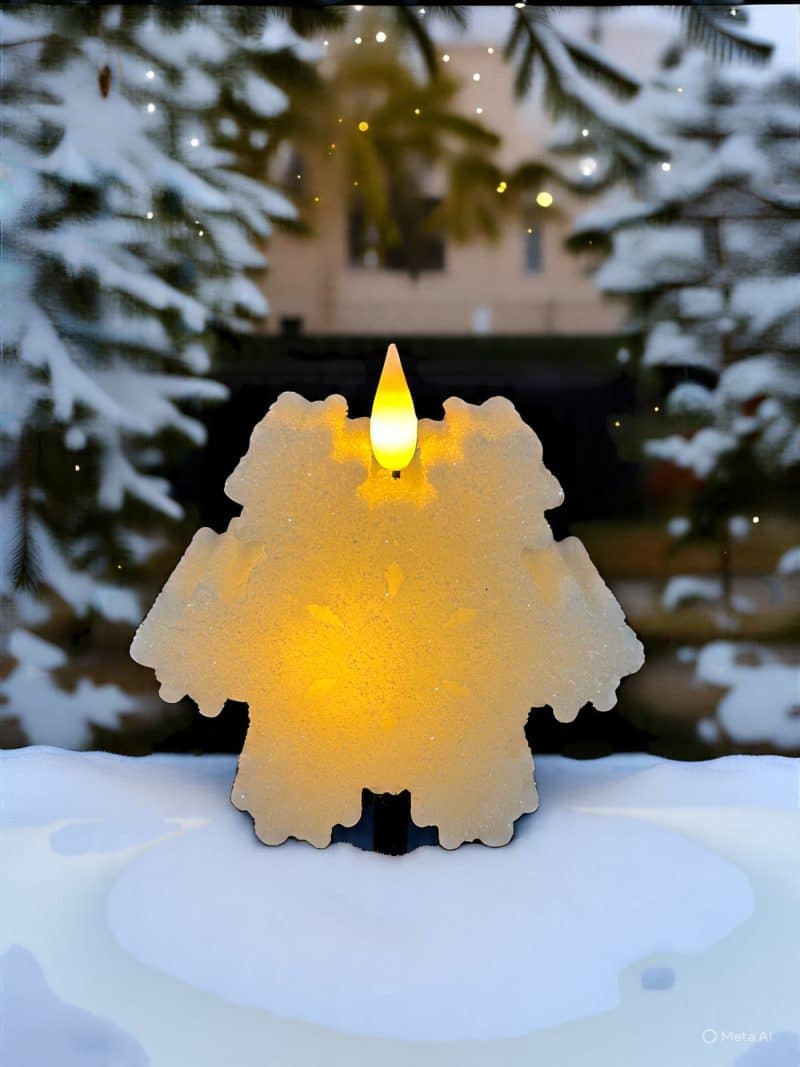 White Snowflake Shaped LED Candle