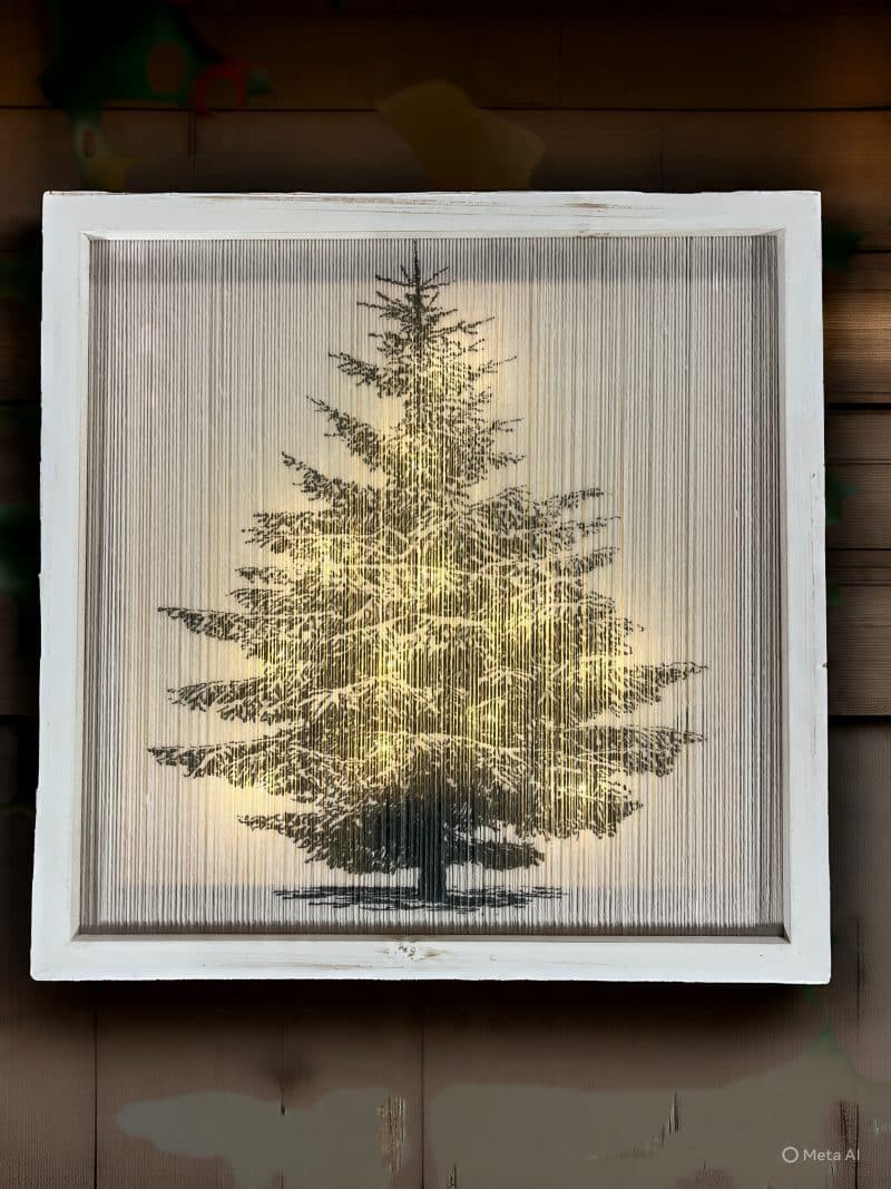 Lighted White Frame Christmas Tree Sign