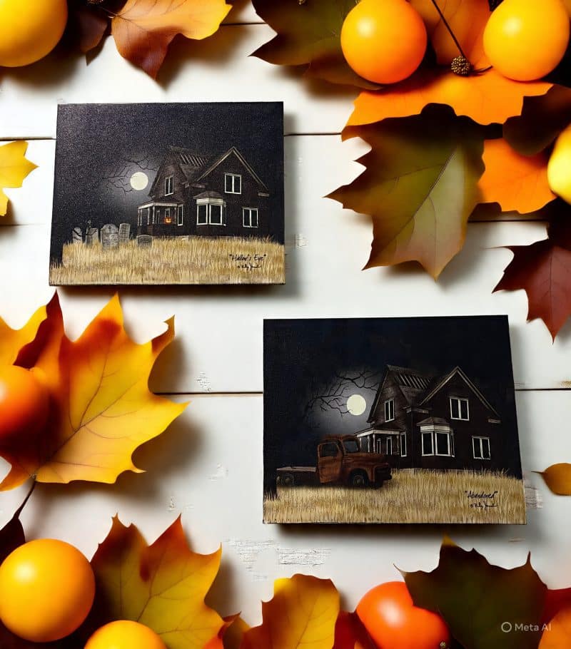 Set of 2 - 8" X 10" Halloween Canvases