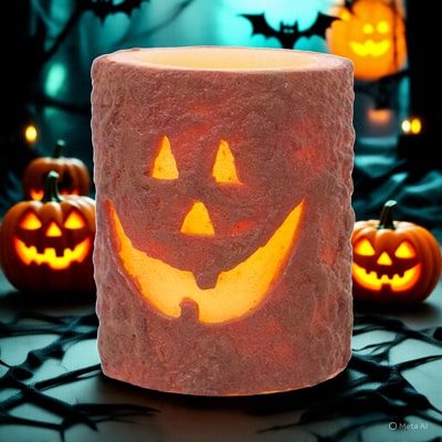 Jack O' Lantern Timer Pillar Candle