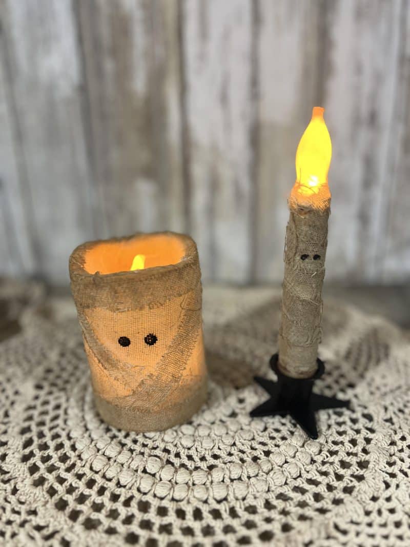 LED Mummy Pillar and Taper Candle Set - Image 3