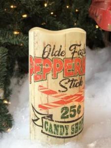 6" Old Fashioned Pepermint LED Candle