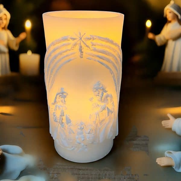 4" X 8" Nativity Fountain Pillar Candle