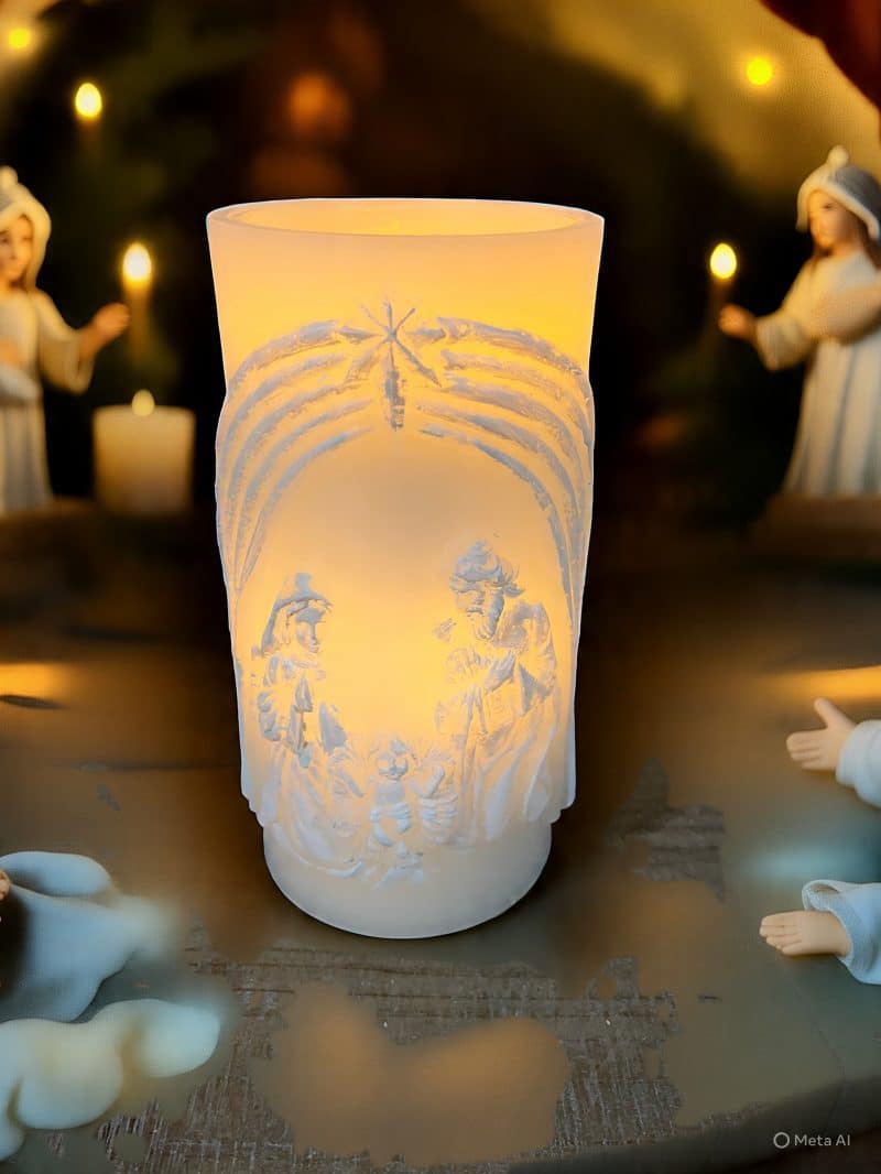 4" X 8" Nativity Fountain Pillar Candle