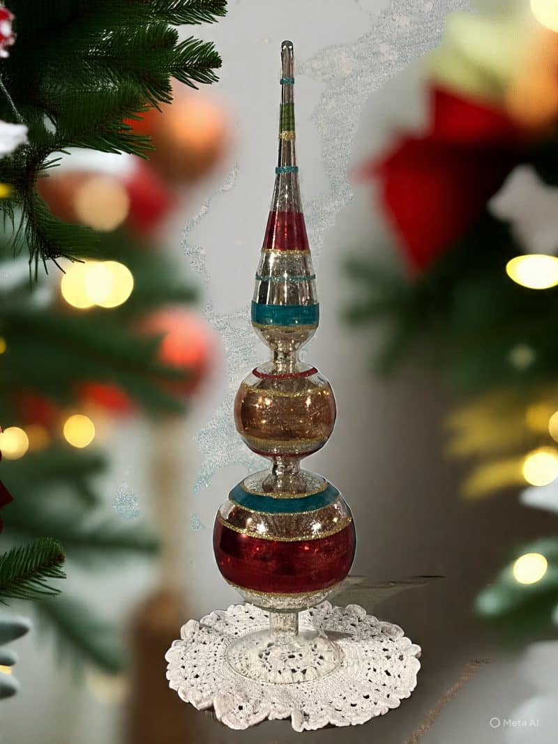 16.5 " Melrose Striped Mercury Glass Finial Style 2