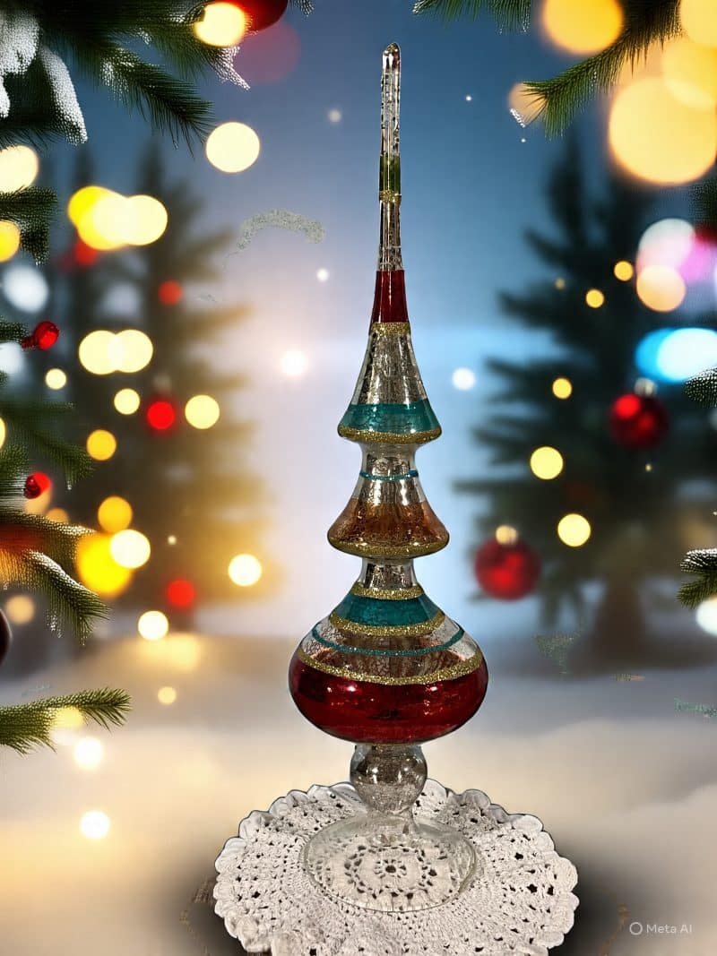 16 " Melrose Striped Mercury Glass Finial Style 1