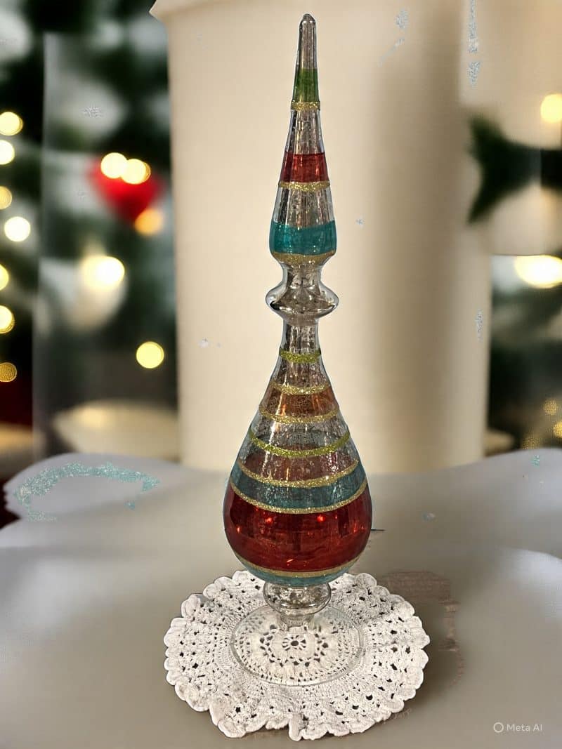 16.5 " Melrose Striped Mercury Glass Finial Style 3