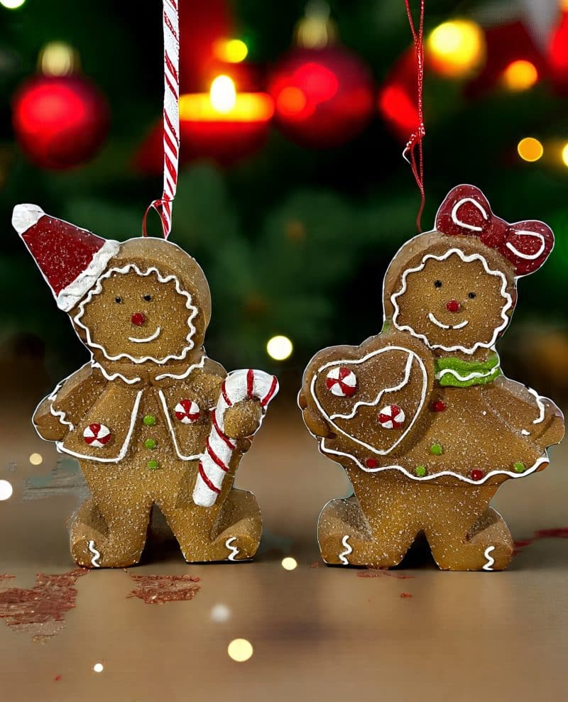 Set of Two 9" Gingerbread Figurines- Pepermint