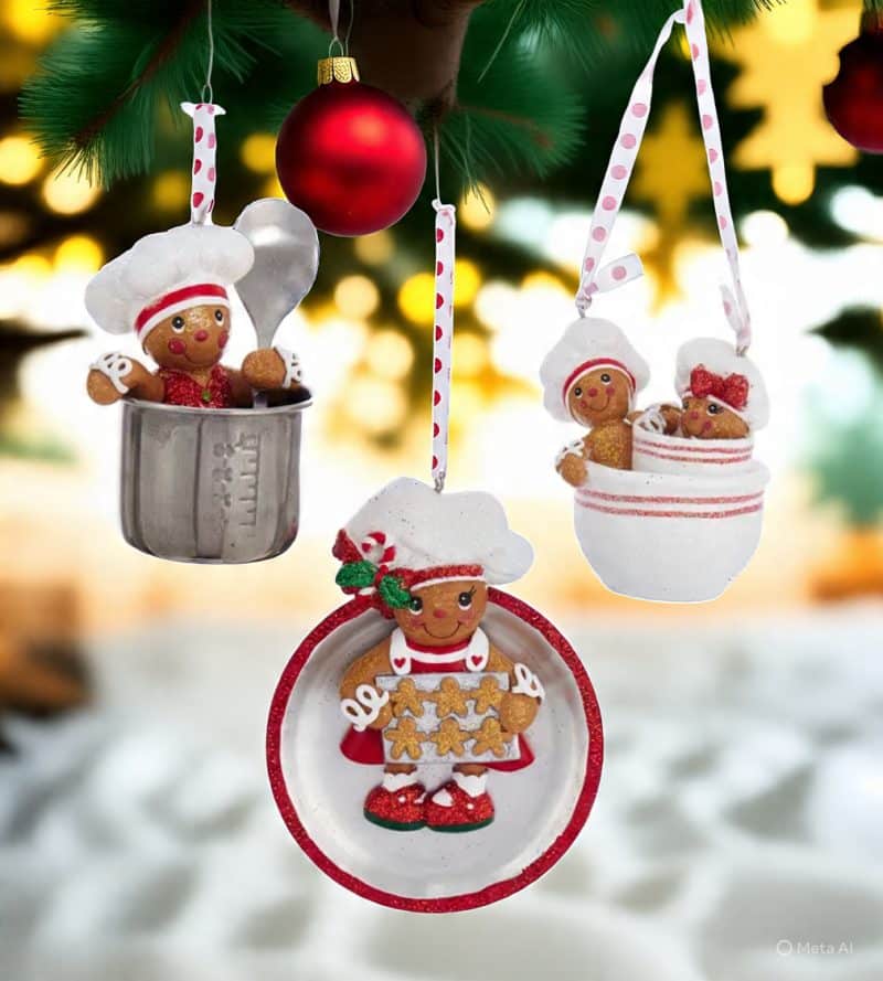 Gingerbread in Cup Ornaments, 3 Assorted
