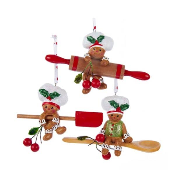 Alternative view of Kurt Adler Gingerbread Bakers Ornaments / Set of 3