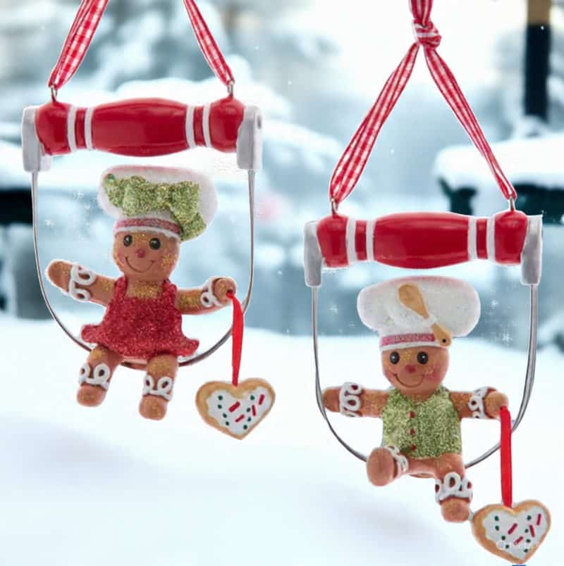 Gingerbread Boy & Girl On Dough Cutter Ornaments Set of 2