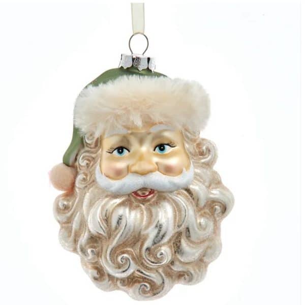 Alternative view of Glass Santa Head Ornaments Set of 2