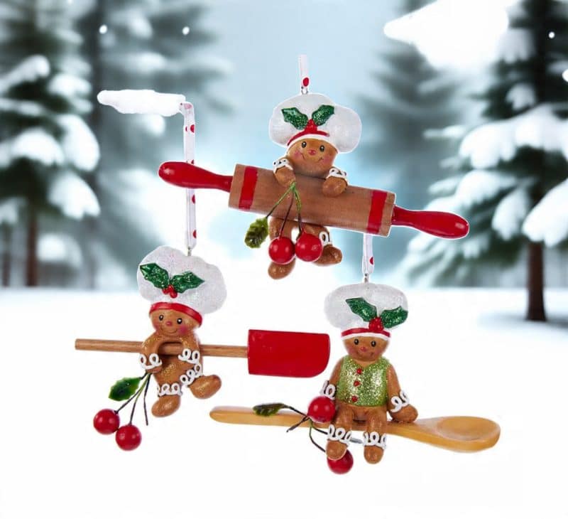 Kurt Adler Gingerbread Bakers Ornaments / Set of 3