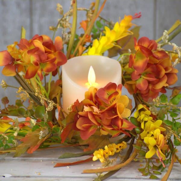 Fall Hydrangea Candle Ring /4.5”