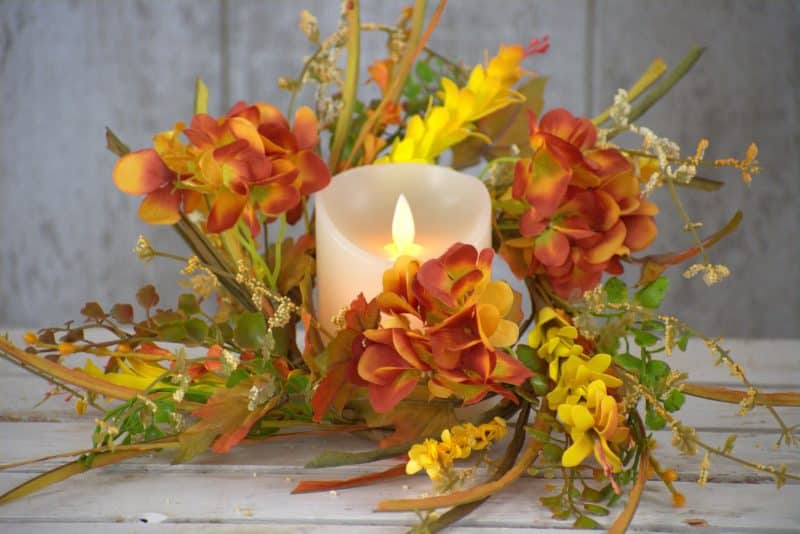 Fall Hydrangea Candle Ring /4.5”