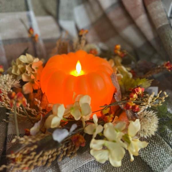 Orange Pumpkin Carved Moving Flame LED Candle