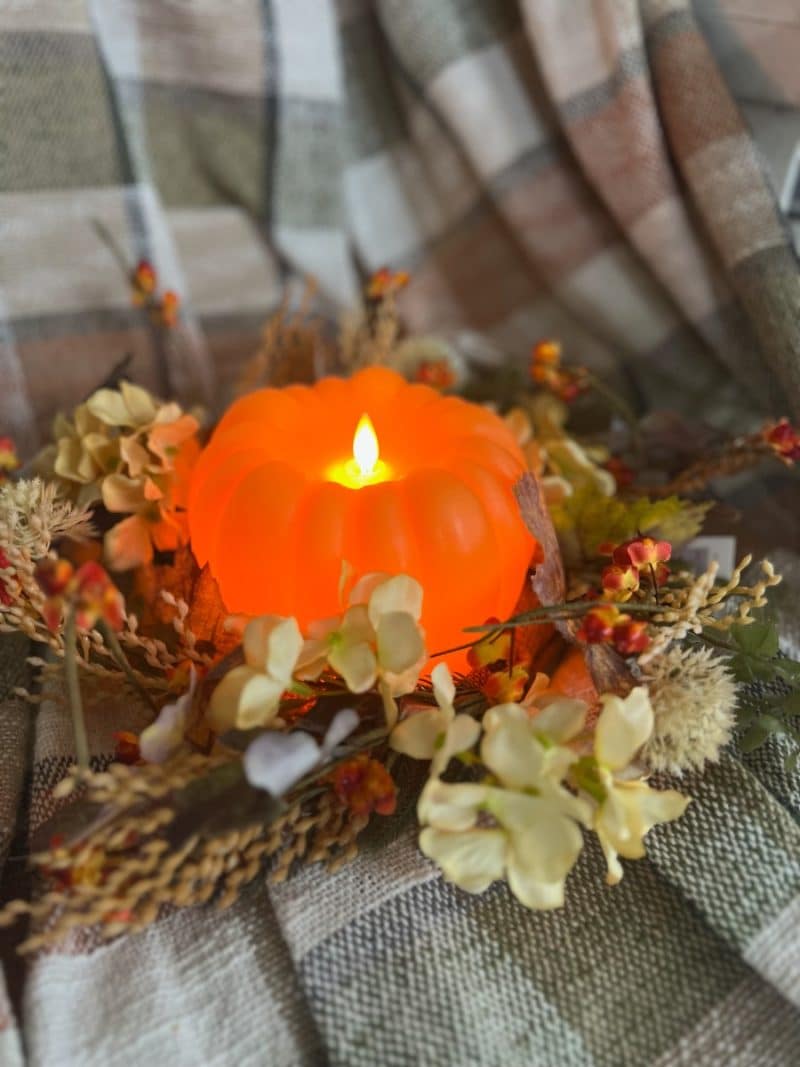 Orange Pumpkin Carved Moving Flame LED Candle