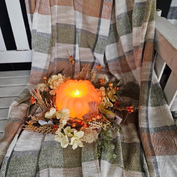 Alternative view of Orange Pumpkin Carved Moving Flame LED Candle