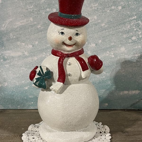 Alternative view of 11.5" Melrose  Glittered Snowman with Present