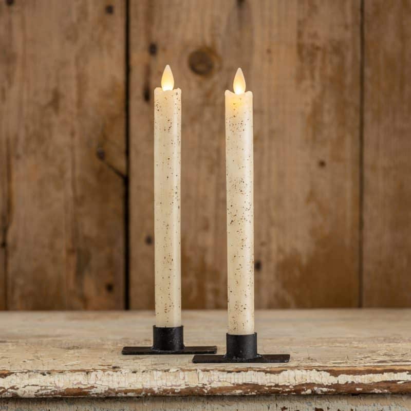 Set of Two / 9.5 " Cream Moving Flame Timer Tapers - Image 2