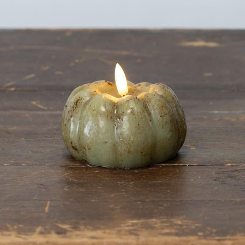 Green 3D Flame Pumpkin Candles / Set of 2 - Image 4