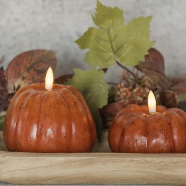 Orange 3D Flame Pumpkin Candles / Set of 2