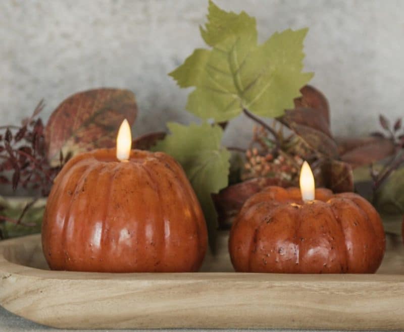 Orange 3D Flame Pumpkin Candles / Set of 2