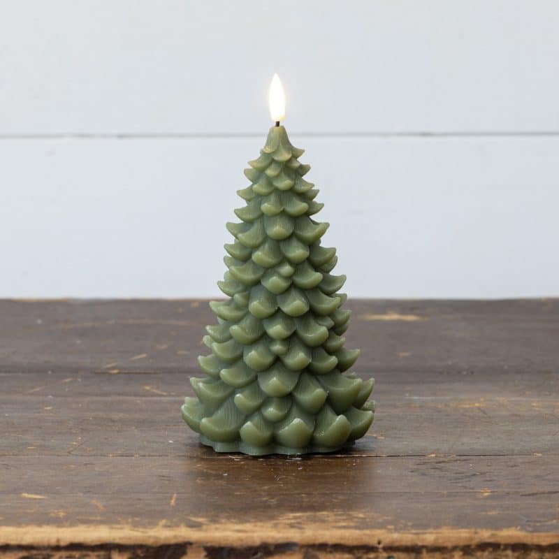 8" DARK GREEN 3D FLAME BALSAM TREE CANDLE - Image 2