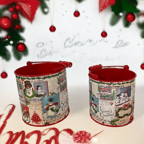 Alternative view of Vintage  Christmas Post Card Buckets / Set of 2