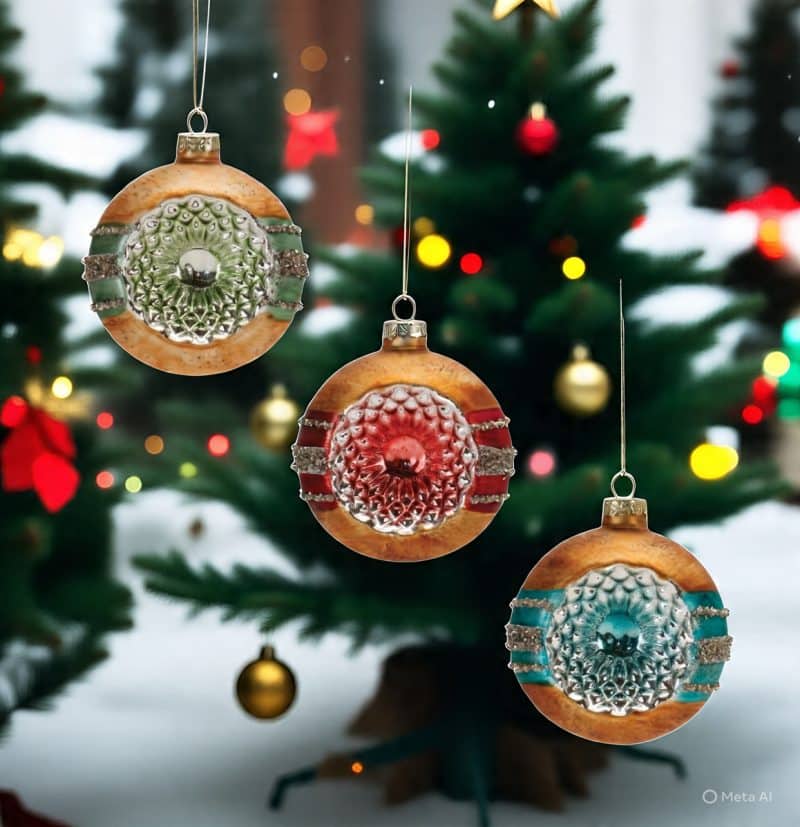 4" Melrose Glass Reflector Ornaments Set of 3