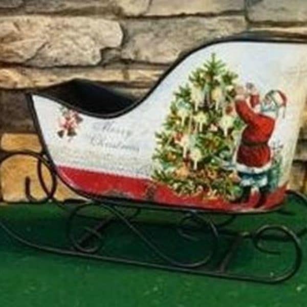 Alternative view of Vintage Santa Metal Sled