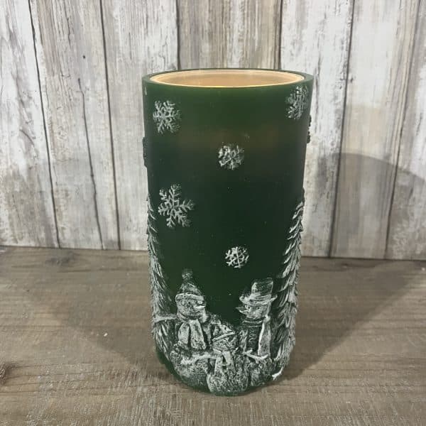 Alternative view of 4" X 8" Green Snowman Fountain Pillar Candle