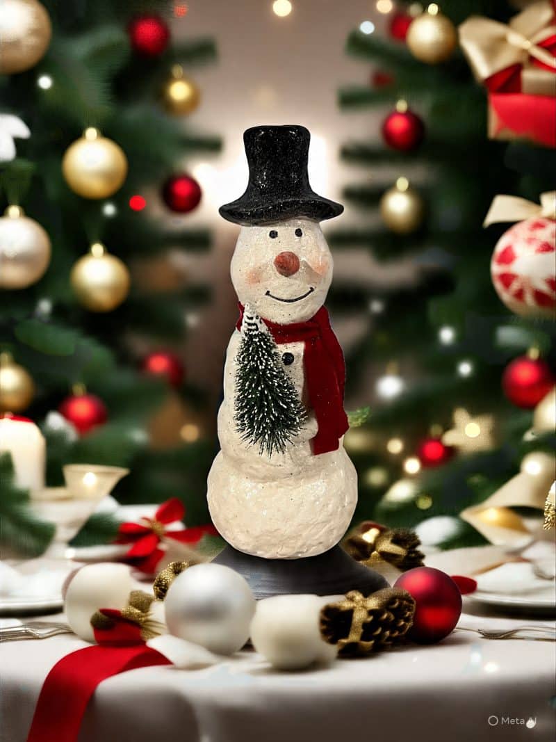 10 " Resin Snowman with Tree