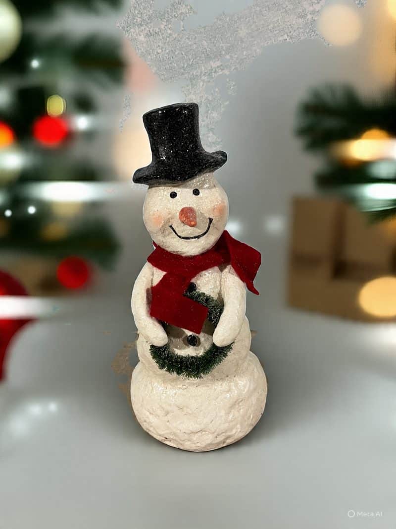 9 " Resin Snowman with Wreath