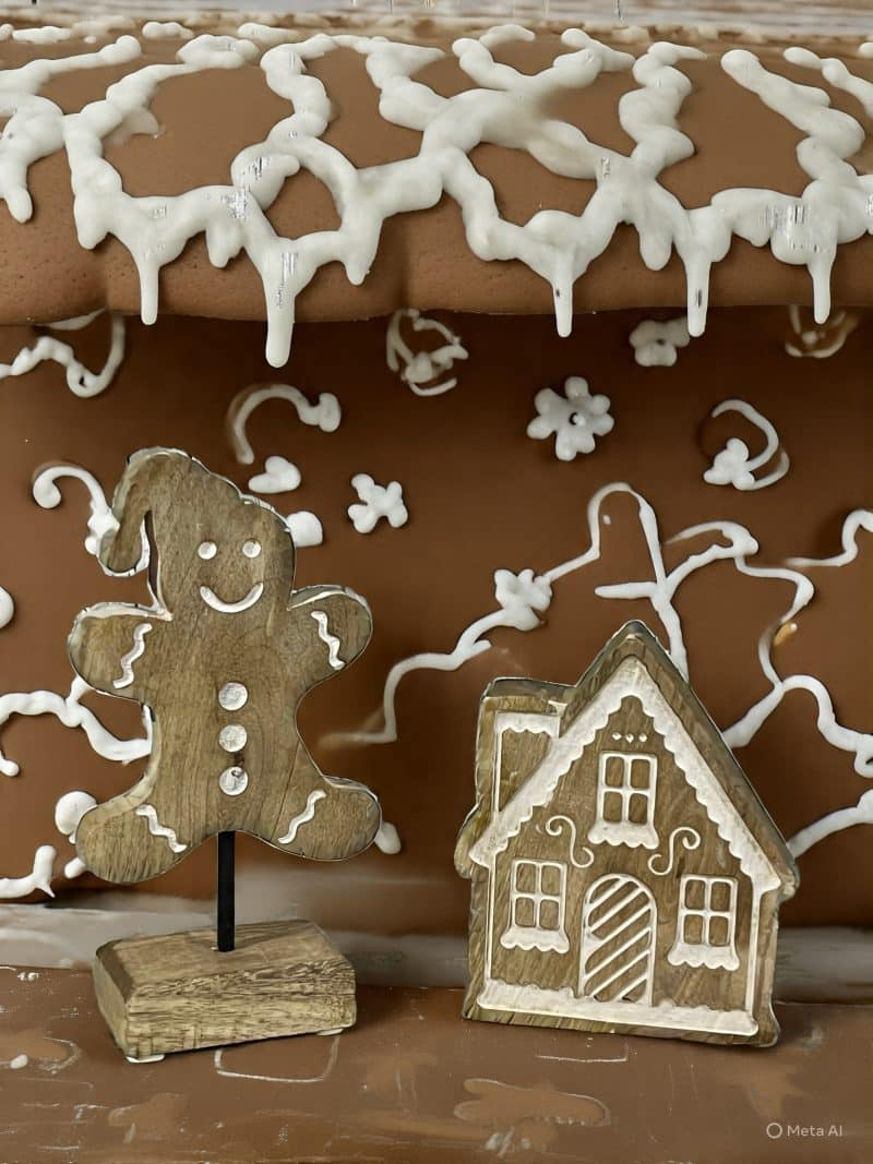Wooden Gingerbread Man and House Decor Set