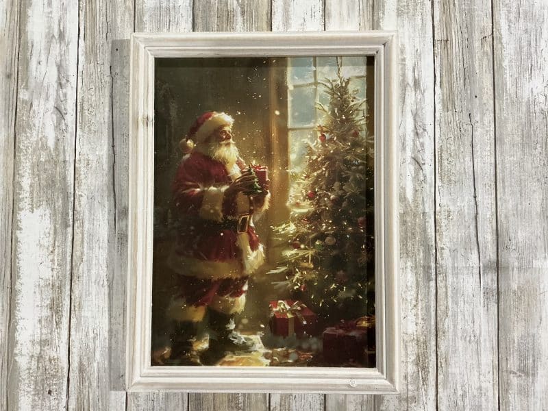 Santa / Christmas Tree White Frame Wall Art