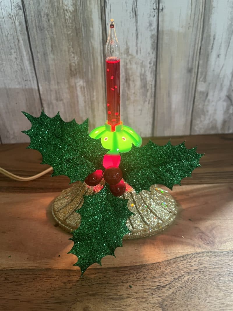 6.7" Holly Berry Bubble Light Candelabra