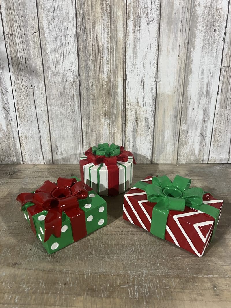 Resin Gift Taper Holder Set of 3