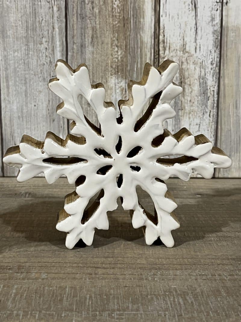 White Enamel Snowman and Snowflake Set - Image 2